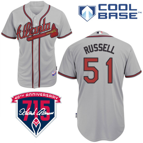 James Russell #51 MLB Jersey-Atlanta Braves Men's Authentic Road Gray Cool Base Baseball Jersey